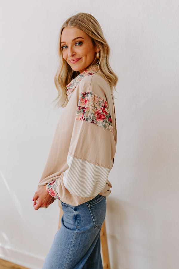 Premium Floral Embroidered Henley Top - Ultimate Casual Chic