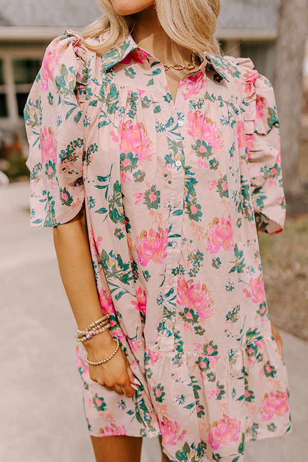 Premium Blushing Bliss Floral Mini Dress