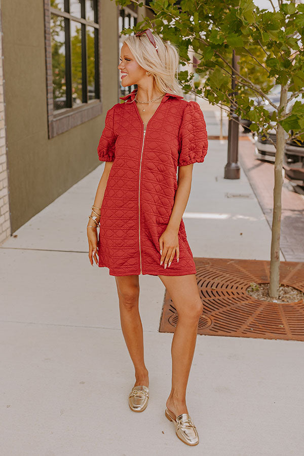 Ultimate Chic Quilted Mini Dress - Crimson Red