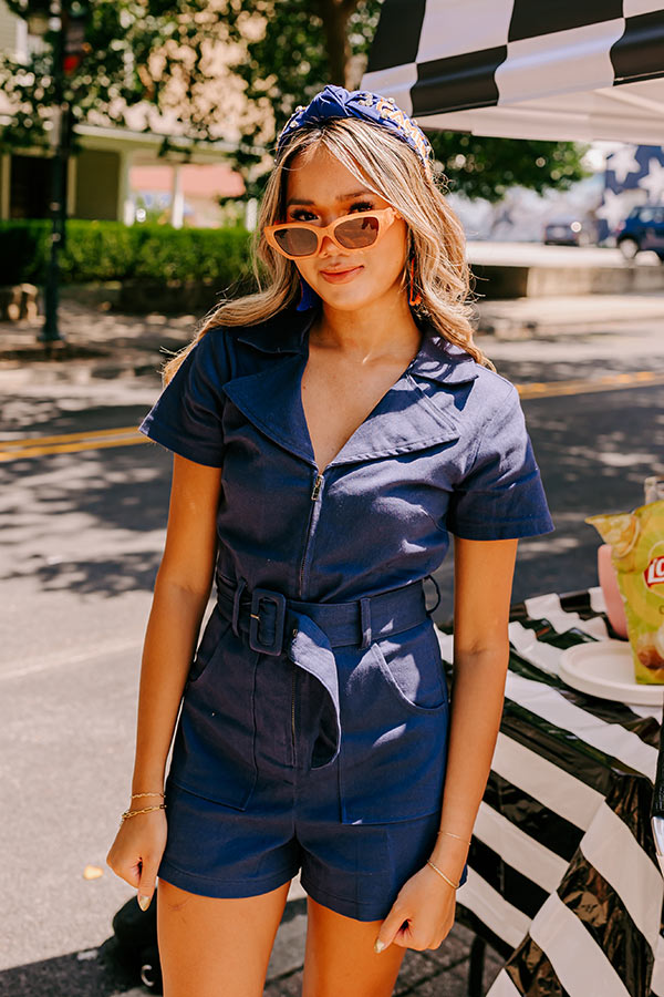 Premium Denim Romper - Navy Blue Ultimate Style