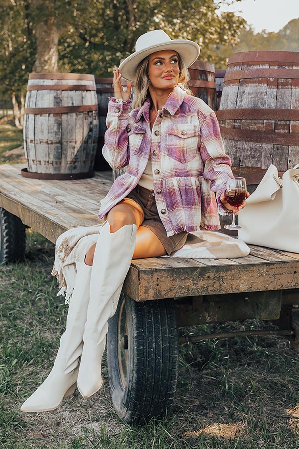 Ultimate Autumn Essential: Vineyard Grape Peplum Jacket with Fringe Detailing