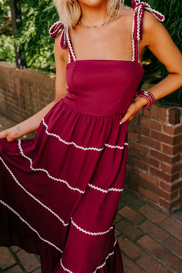 Premium Simply Glowing Midi Dress in Maroon