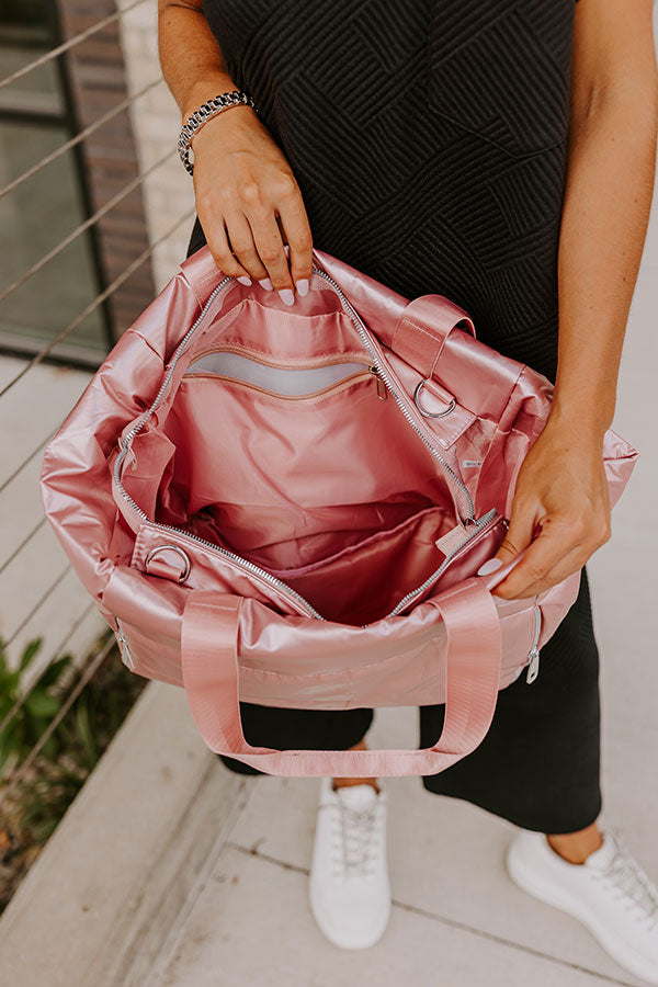 Premium Weekend Getaway Puffer Tote - Stylish Pink Edition