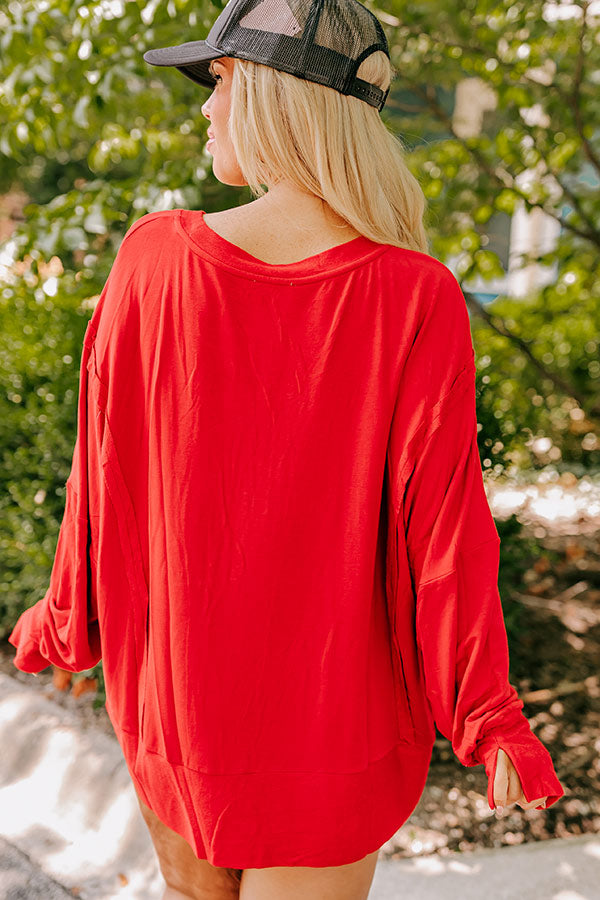 Premium Arkansas Embroidered Long Sleeve Tee - Red Curves Collection