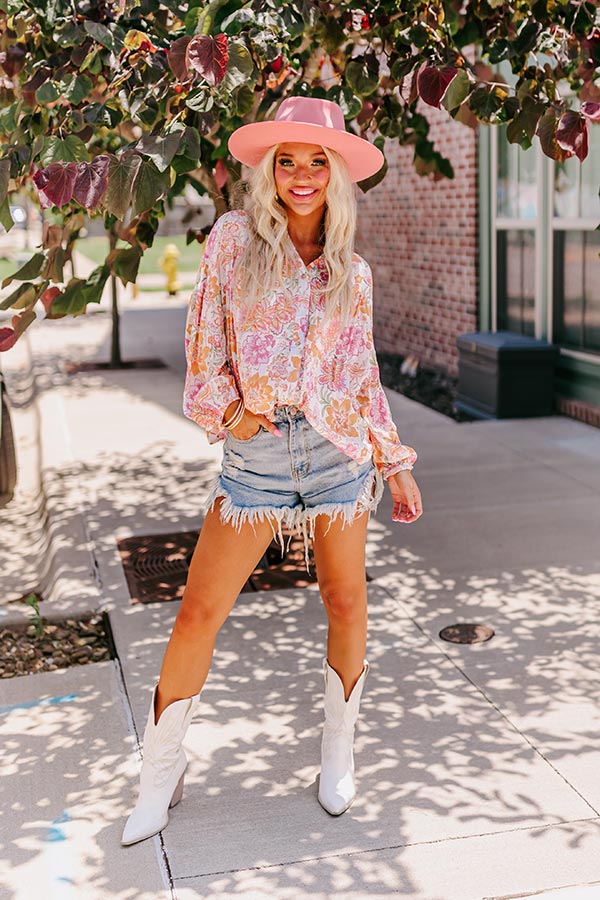 Premium Floral Button-Up Blouse - Chic Pink Edition