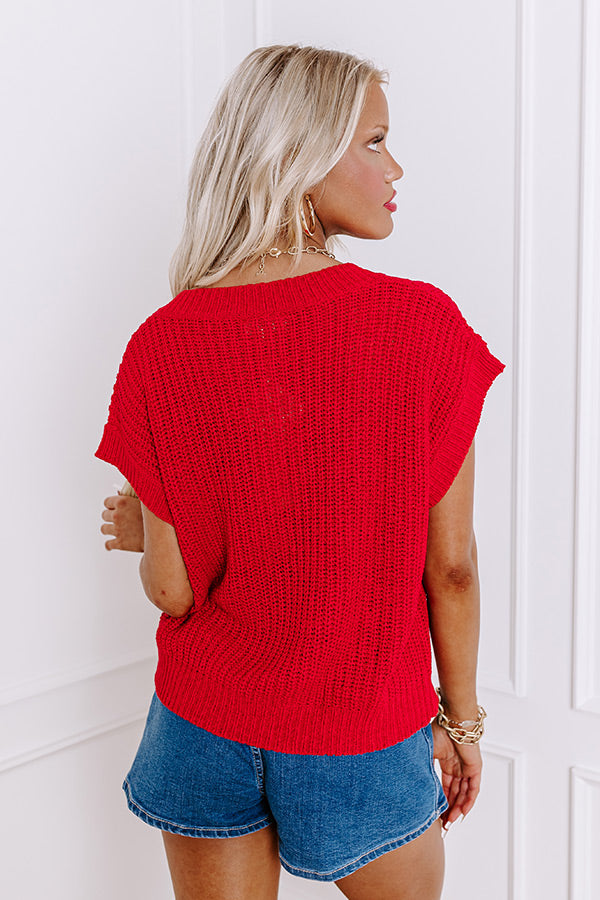 Premium Sunny Smiles Knit Top - Red | Ultimate Style & Comfort