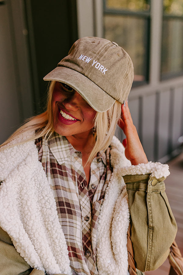 Premium New York Embroidered Baseball Cap - Sage Green