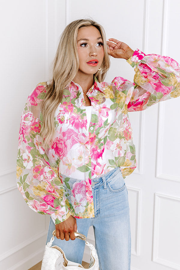 Premium Floral Organza Blouse - Garden Glamour Collection