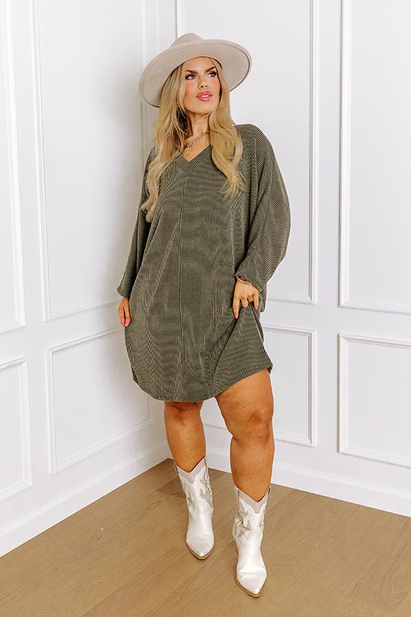 Premium Olive Shift Dress – Ultimate Casual Chic