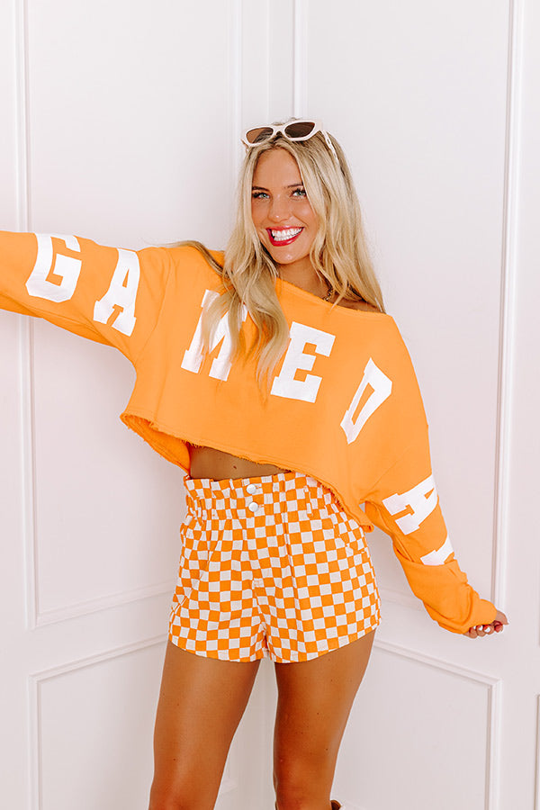 Ultimate Game Day Crop Sweatshirt - Orange Sporty Chic