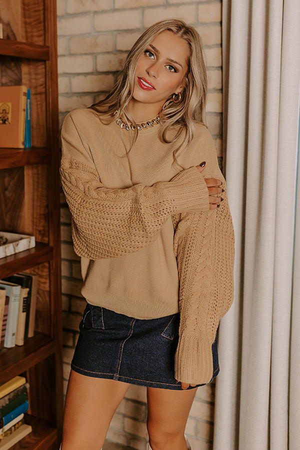 Ultimate Khaki Cable Knit Sweater - Wrap Yourself in Style