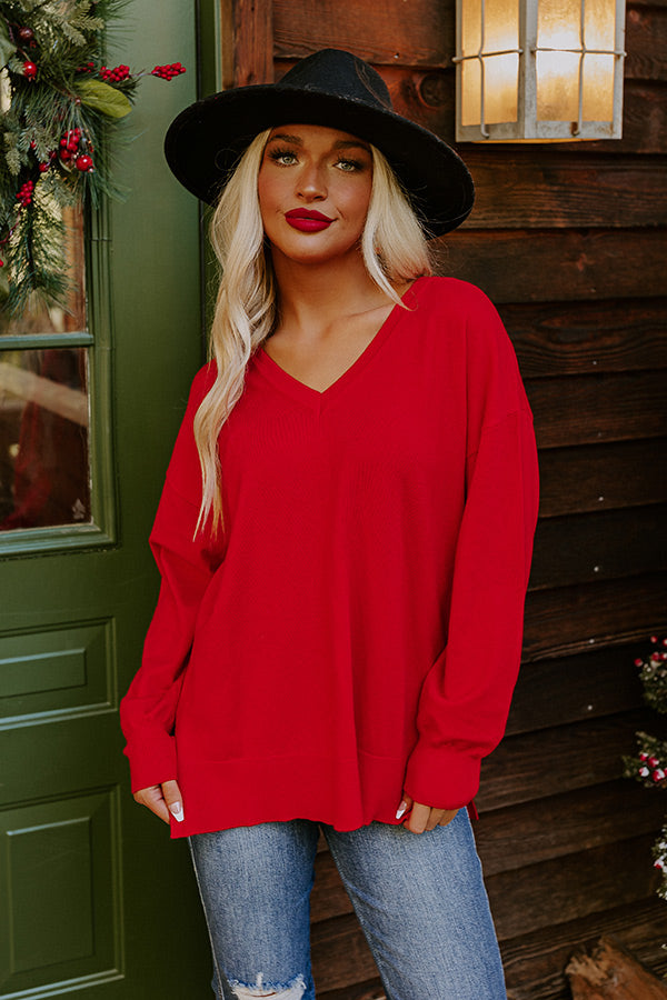 Premium Comfort V-Neck Sweater in Red | Ultimate Cozy Style