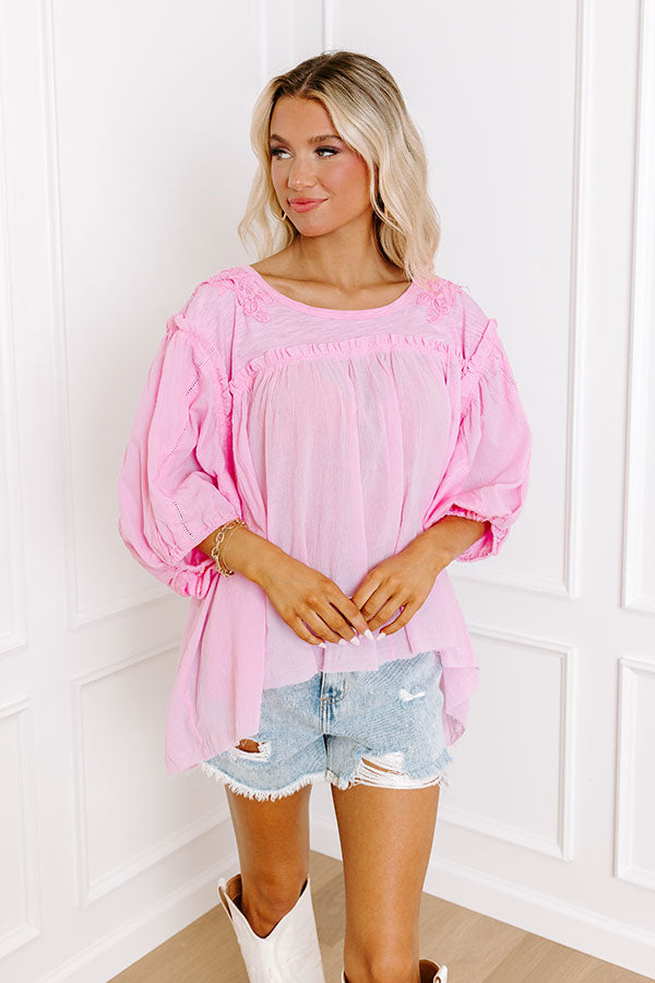 Premium Serenity Song Babydoll Top - Flowy Pink Elegance