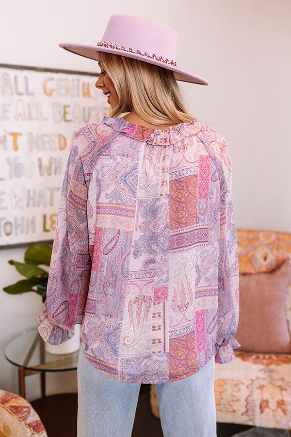 Premium Paisley Lace-Up Shift Top