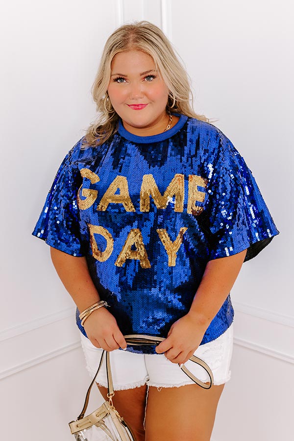 Ultimate Gameday Sequin Tunic - Blue Curves