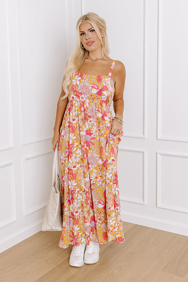 Ultimate Floral Midi Dress in Golden Honey Curves