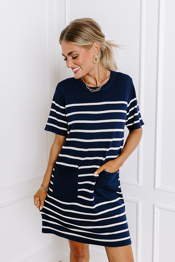 Premium Country Club Charm Stripe Mini Dress in Navy - Ultimate Summer Elegance