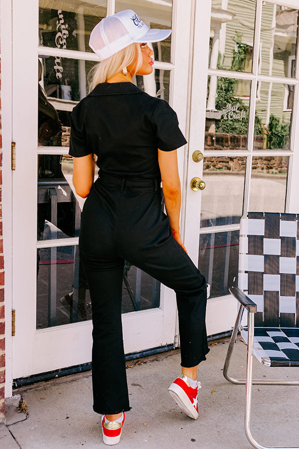 Ultimate Charisma Black Denim Jumpsuit - Premium Stretch Fit