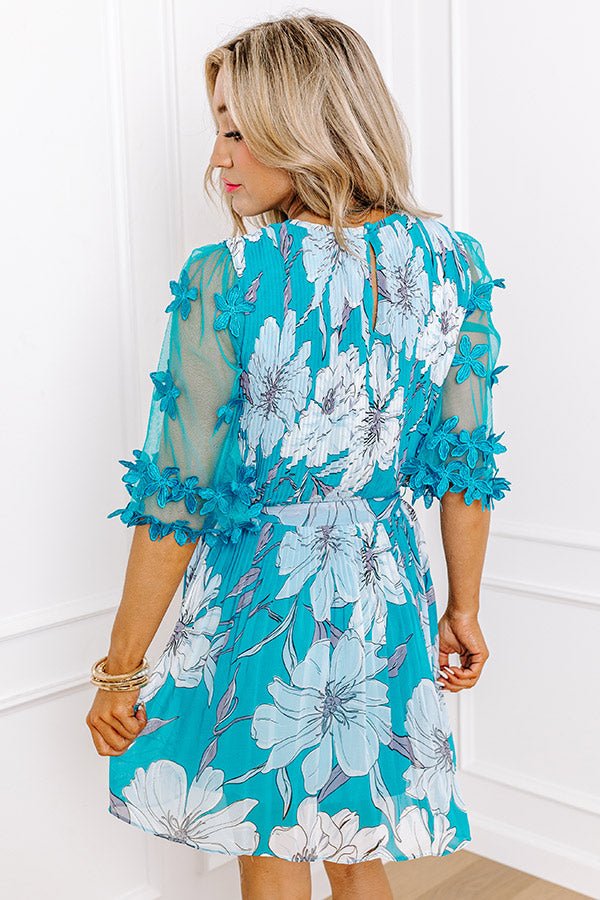 Ultimate Enchanted Pleated Dress - Turquoise Elegance