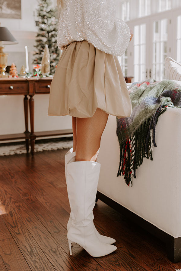 Ultimate Sofia High Waist Faux Leather Skirt - Beige Chic
