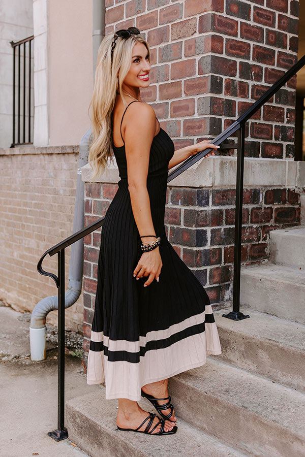 Ultimate Coastal Cutie Ribbed Maxi Dress - Sleek Black