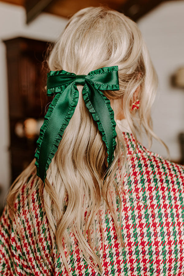 Premium Hunter Green Satin Bow Hair Clip - Ultimate Elegance