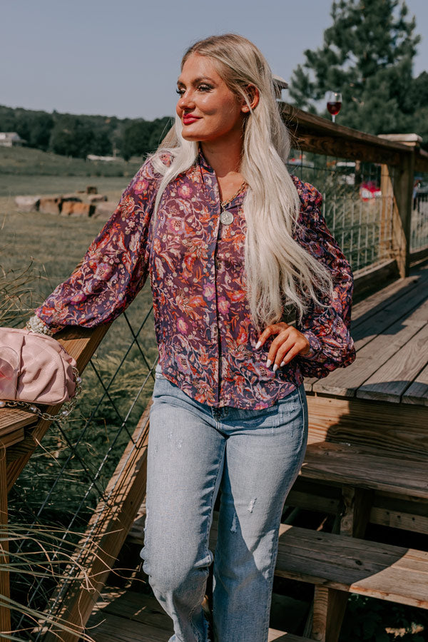 Premium Floral Elegance Button-Up Top