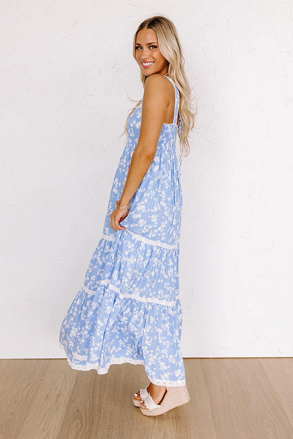 Premium Southern Charm Floral Maxi Dress in Sky Blue | Ultimate Summer Style