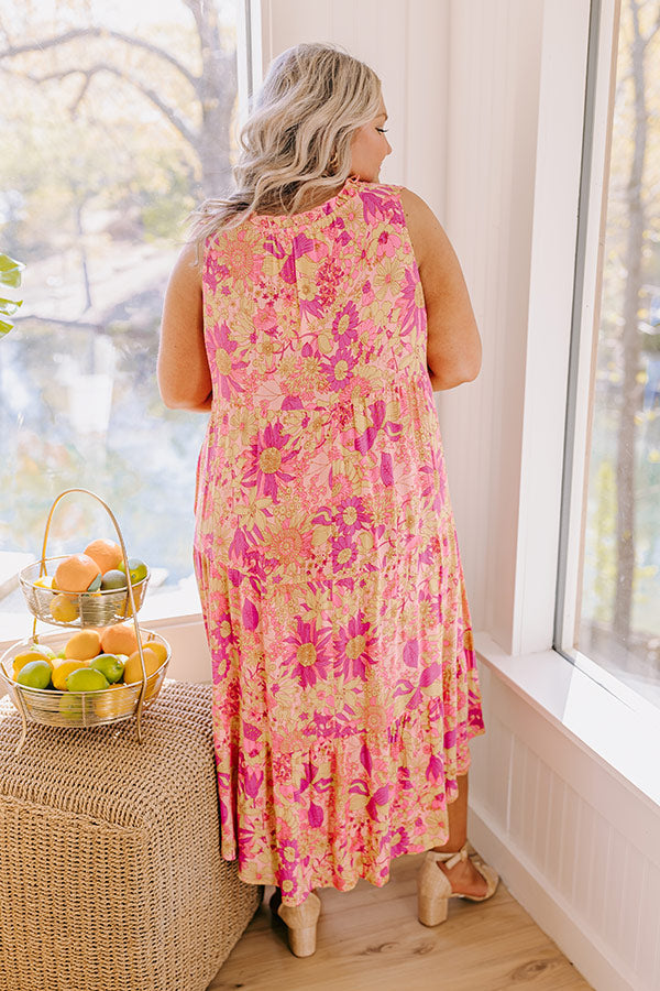 Premium Sorbet Spritzer Floral High-Low Dress for Curves - Ultimate Summer Style