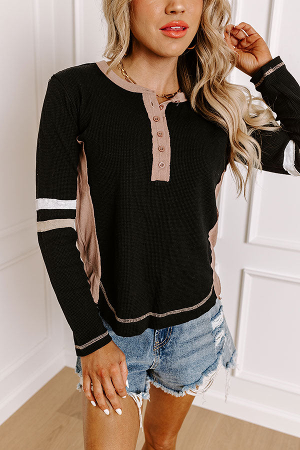 Ultimate Adorable Vibes Henley Top - Black