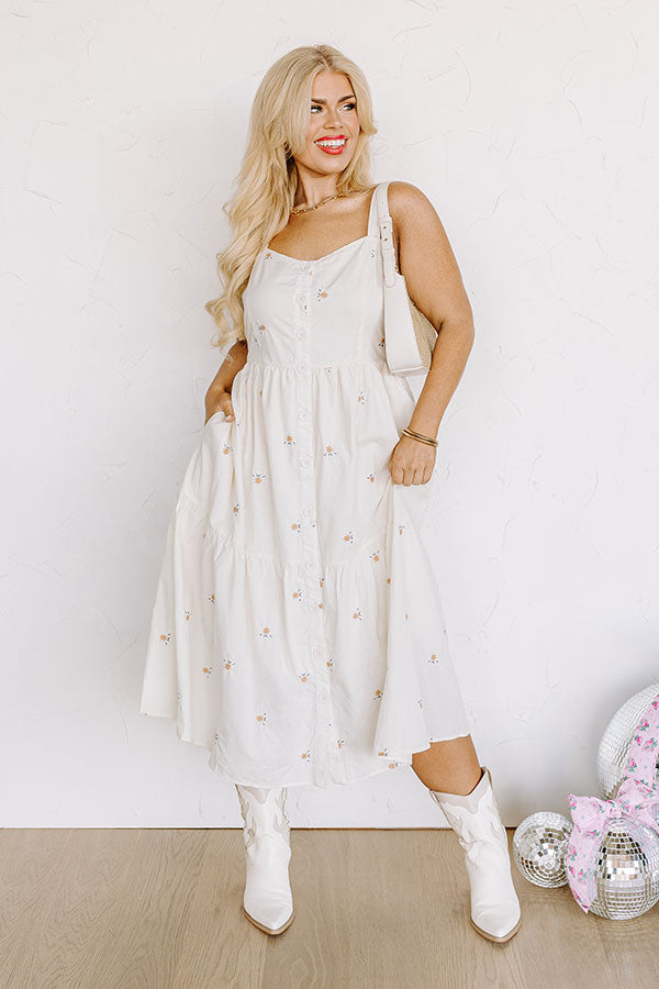 Premium Southern Sunsets Embroidered Midi Dress