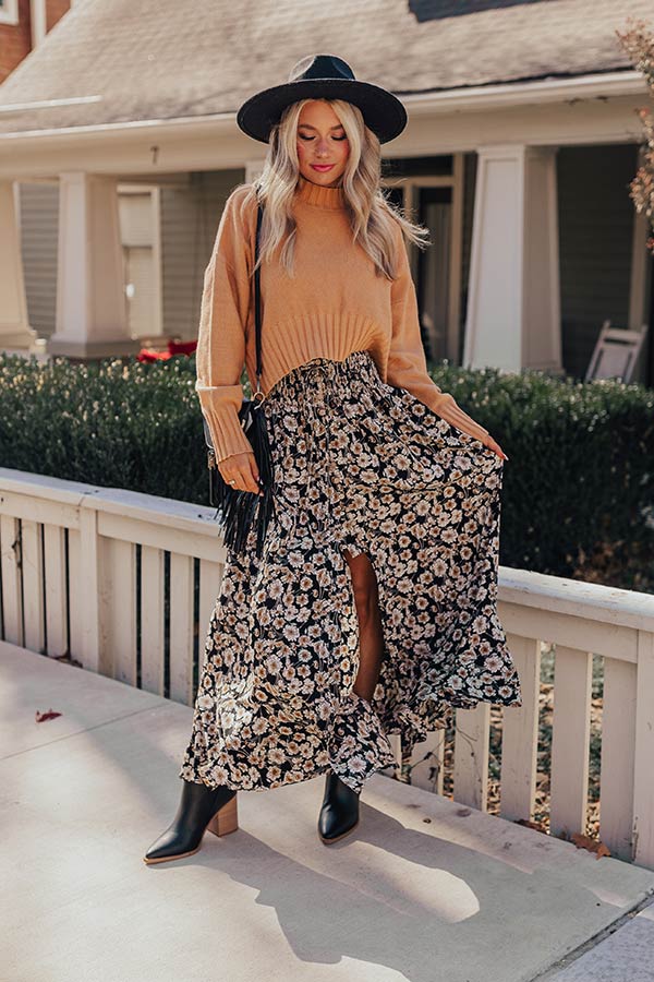 Boho Chic Maxi Skirt with Floral Print