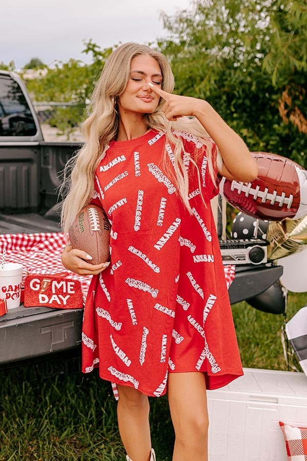 Premium Arkansas Sequin Embroidered Mini Dress - Ultimate Game Day Style