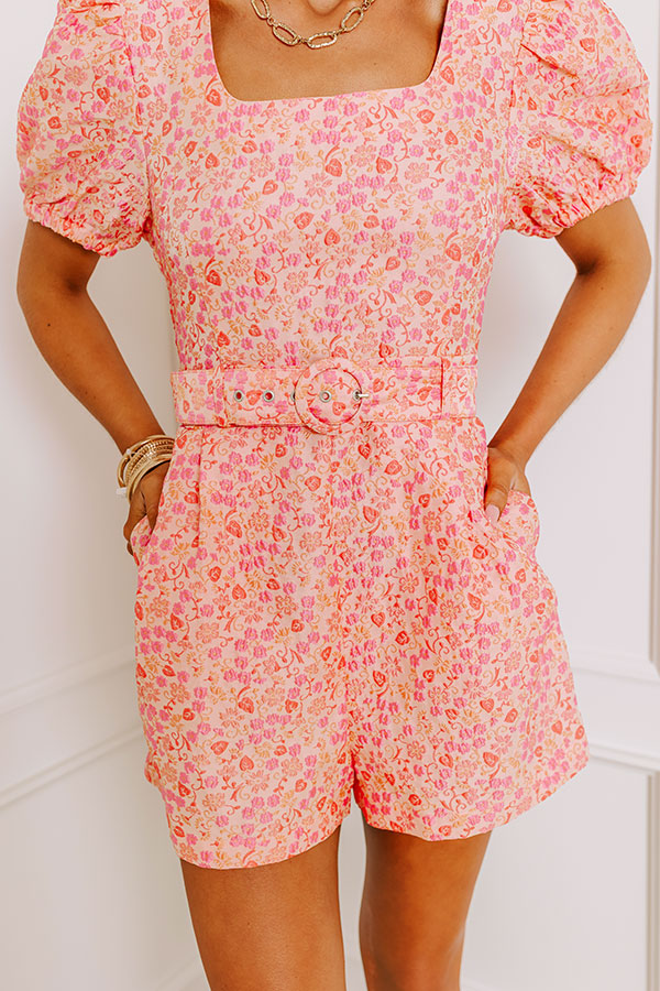 Premium Peach Jacquard Romper – Ultimate Garden Style