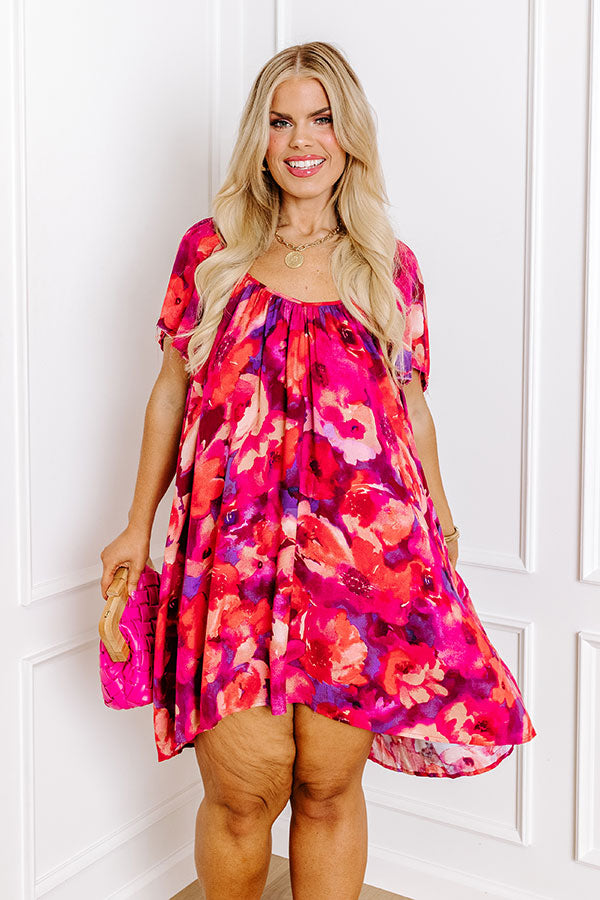 Premium Southern Flair Floral Mini Dress - Curve-Enhancing Design