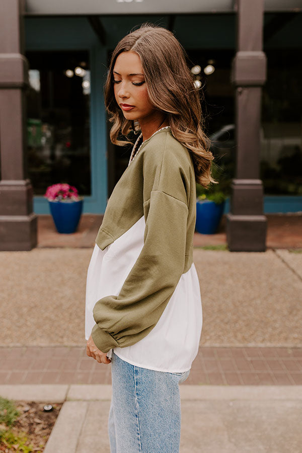 Premium Sweet Whispers Shift Top - Olive Elegance