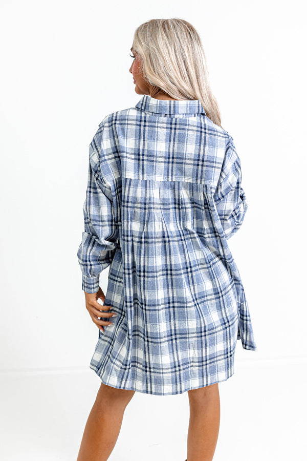 Premium Toffee Kisses Flannel Dress - Airy Blue