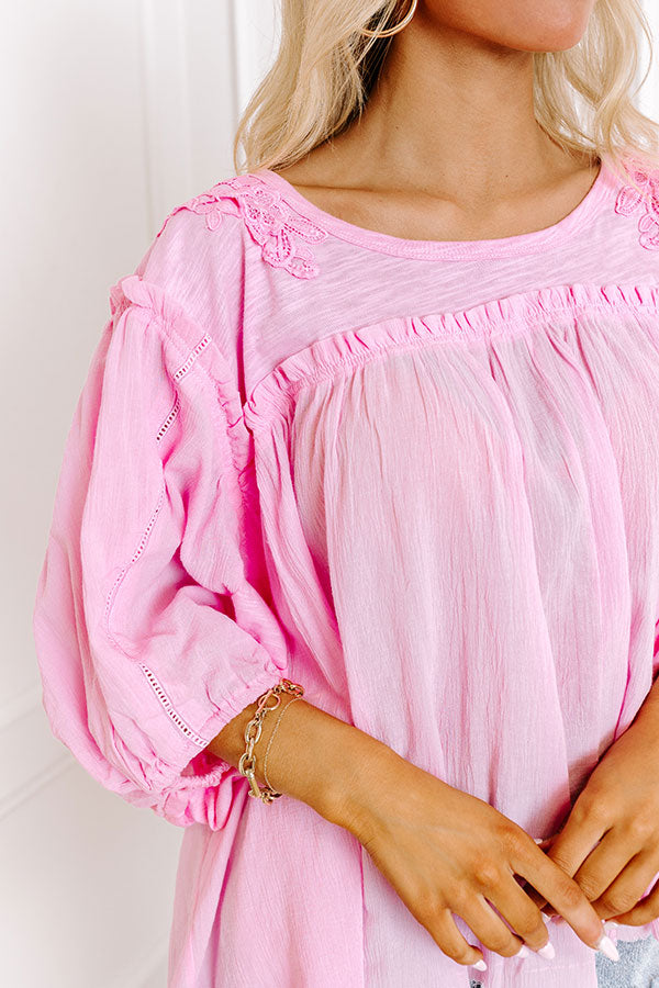 Premium Serenity Song Babydoll Top - Flowy Pink Elegance