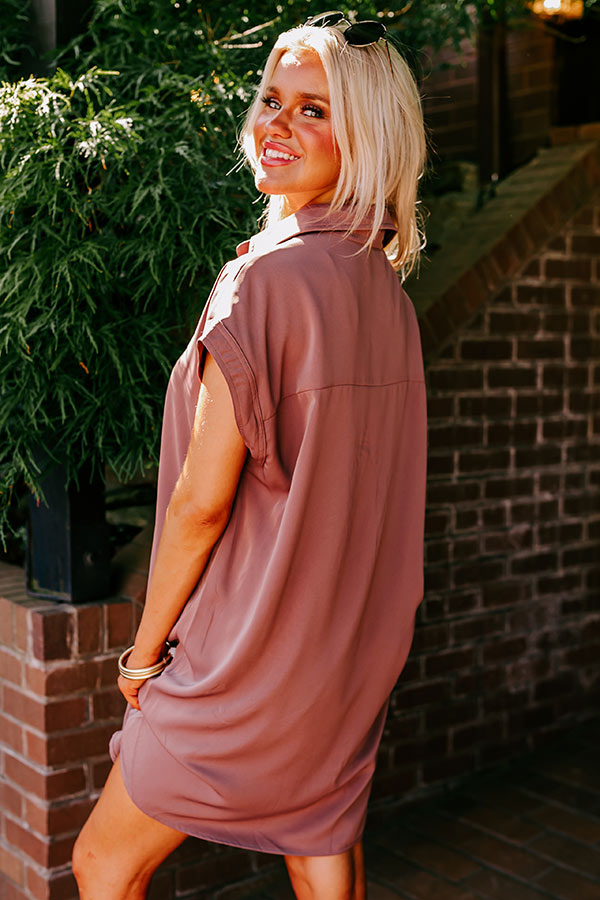 Premium Effortless Radiance Shift Dress - Hazelnut Elegance