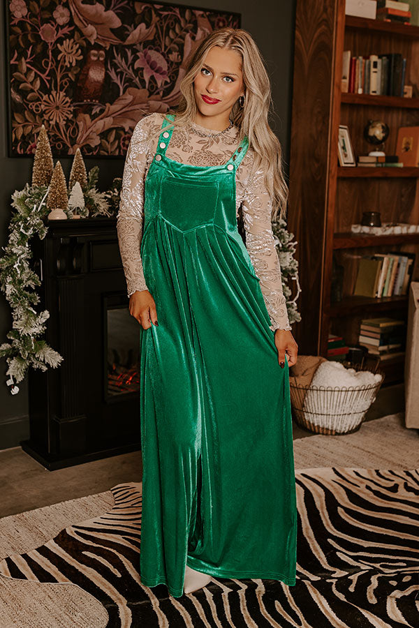 Premium Evergreen Velvet Jumpsuit - Ultimate Style in Green