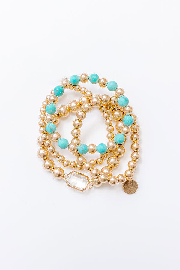 Ultimate Glam Stretch Bracelet Set in Turquoise - Premium Style Upgrade
