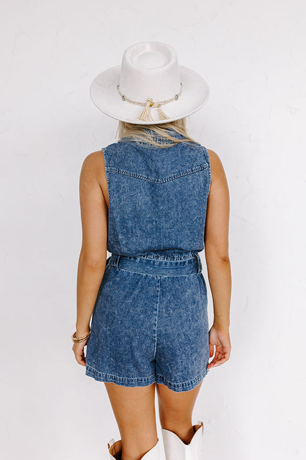 Ultimate Boho Chic Denim Romper - Dark Wash Edition