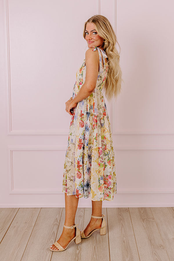 Ultimate Whimsical Wildflowers Smocked Midi Dress