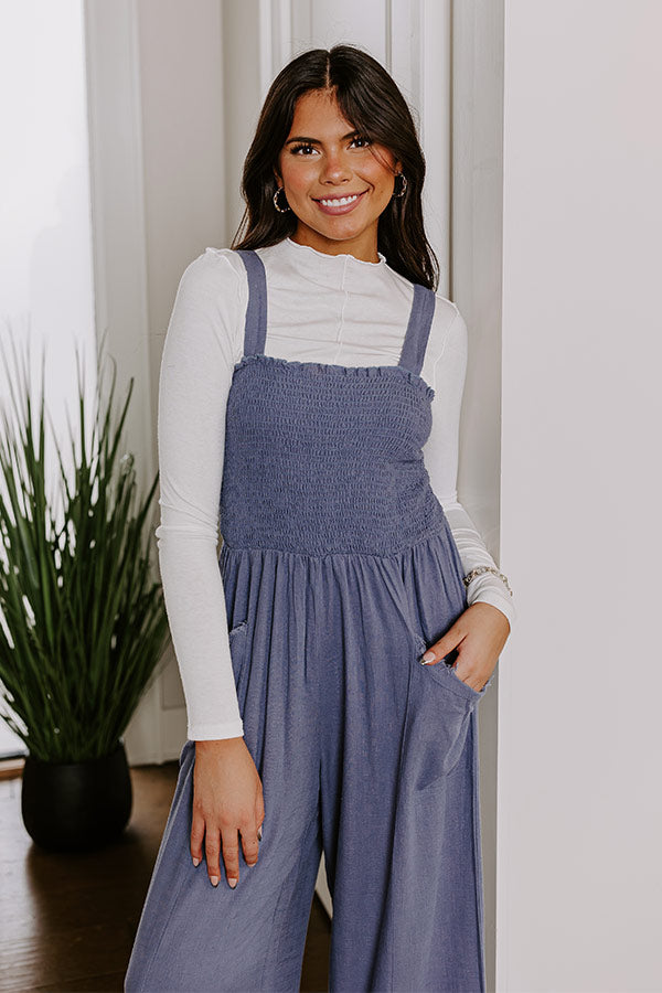 Ultimate Blue Smocked Jumpsuit - Gather The Courage