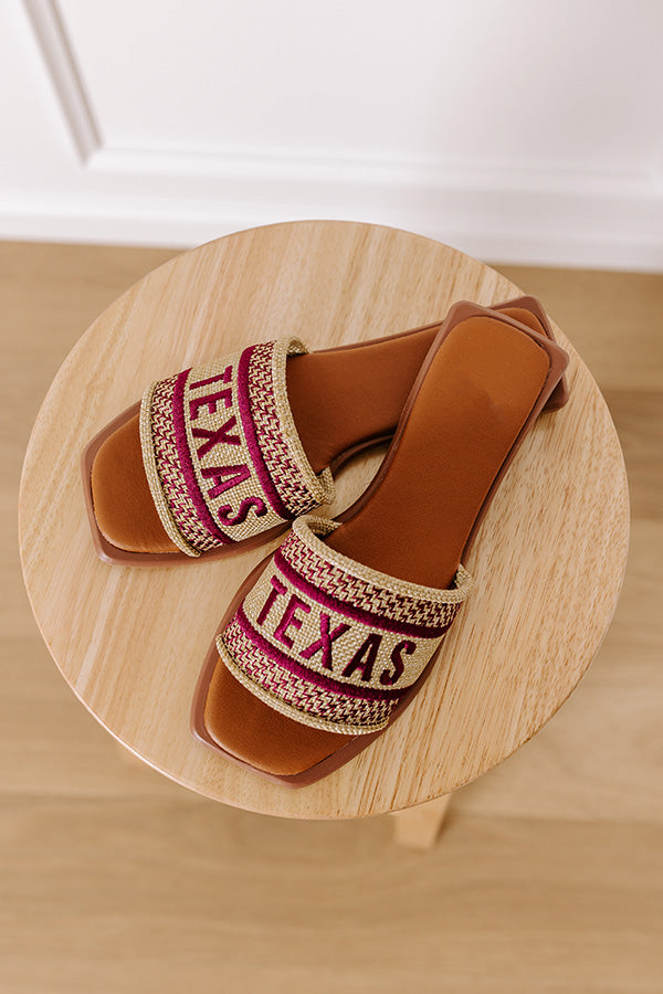 Premium Texas Embroidered Sandal - Maroon