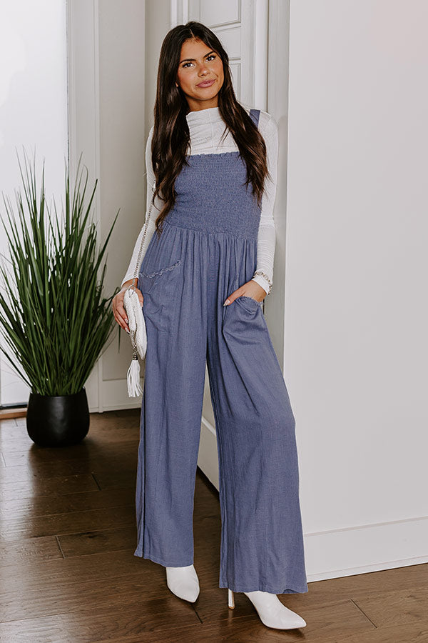 Ultimate Blue Smocked Jumpsuit - Gather The Courage