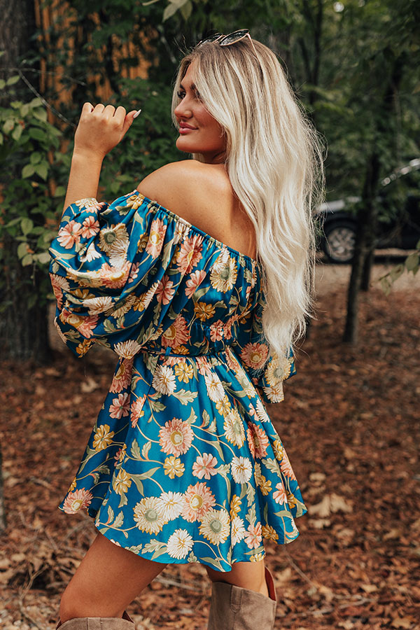 Premium Teal Floral Mini Dress - Ultimate Style Upgrade