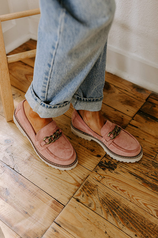 Premium Faux Suede Loafers - Blush Elegance