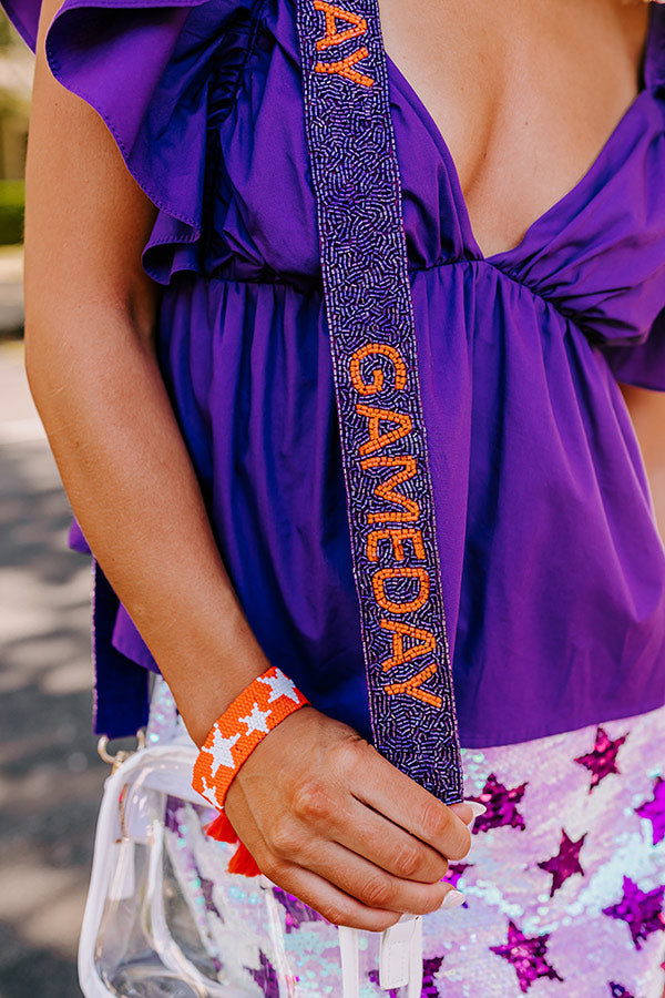 Premium Gameday Beaded Bag Strap - Orange/Purple | Ultimate Style Upgrade