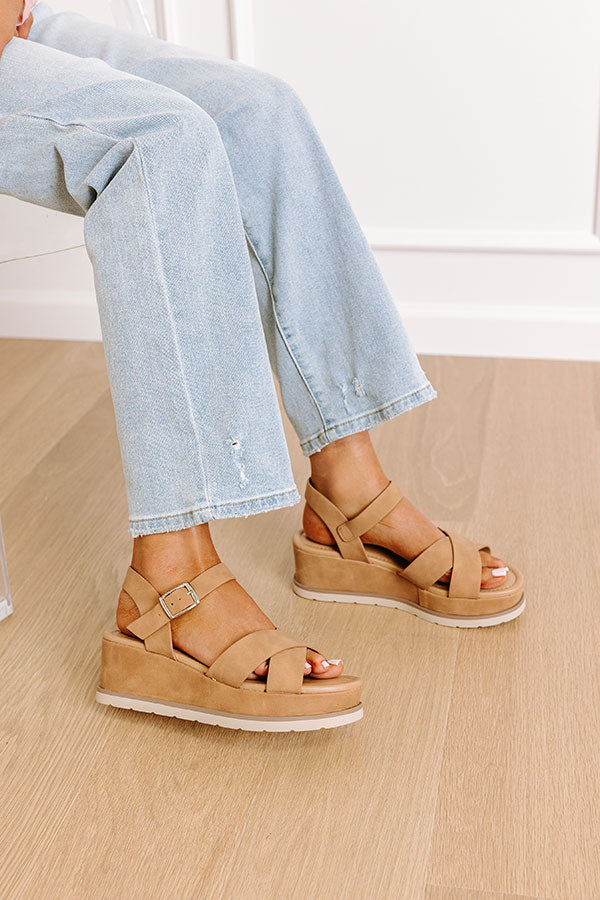 Premium Madison Faux Nubuck Wedge - Ultimate Comfort in Tan